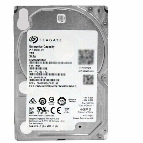Жесткий диск Seagate 1VD100 2Tb 7200 SATAIII 25 HDD 60980₽