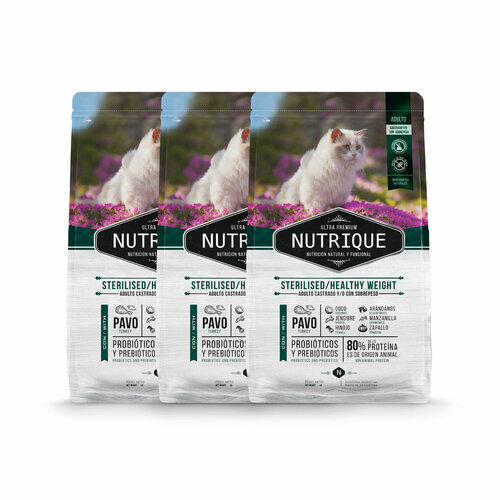 Vitalcan Nutrique Cat Adult Sterilised/Healthy Weight для стерилизованных кошек, контроль веса, 0,35 кг х 3 шт.