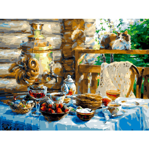 Картина по номерам Белоснежка «Чаепитие в саду» (30х40 см, холст на подрамнике) картина по номерам белоснежка котята в саду раскраска холст на подрамнике 30х40 см домашние животные