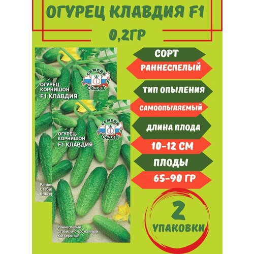 Семена огурцов Клавдия F1, 2 упаковки семена огурцов балконные маша f1 2 упаковки