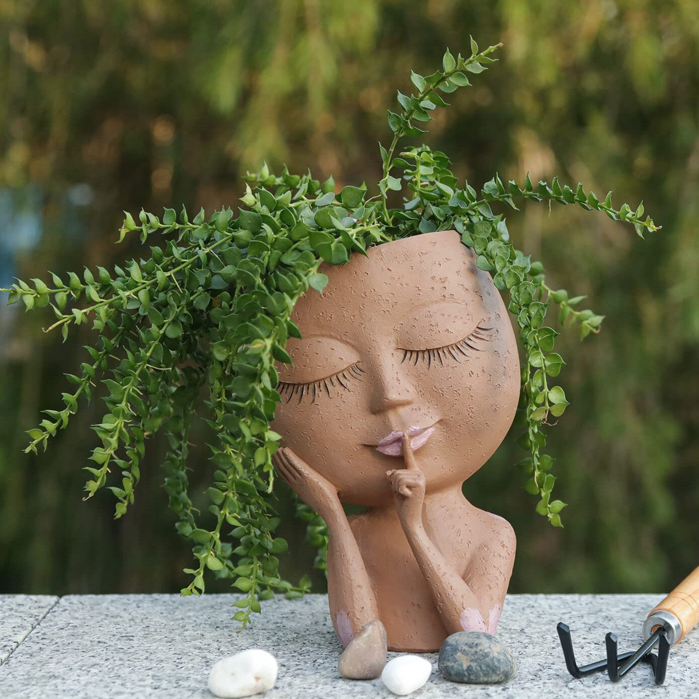 Кашпо Мулаточка для суккулентов комнатных и уличных цветов горшок для домашних садовых растений голова лицо милой девушки.