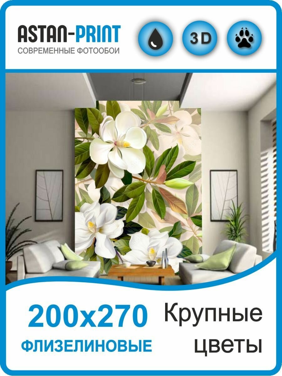 Фотообои флизелиновые Крупные цветы 200х270