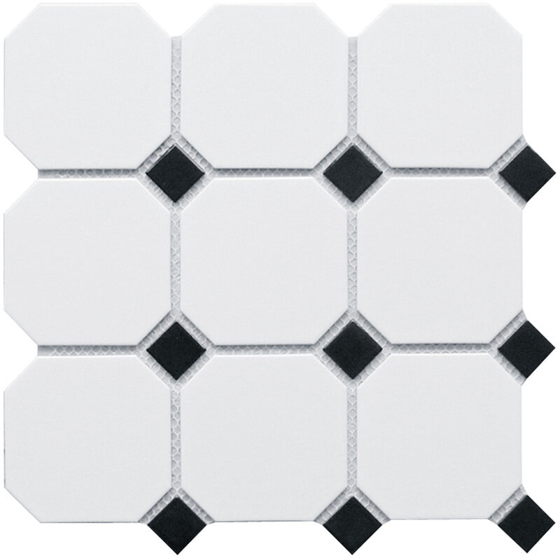 фото Мозаика STARMOSAIC HOMEWORK Octagon big White/Black Matt CLA006 30x30 (цена за 1 шт)