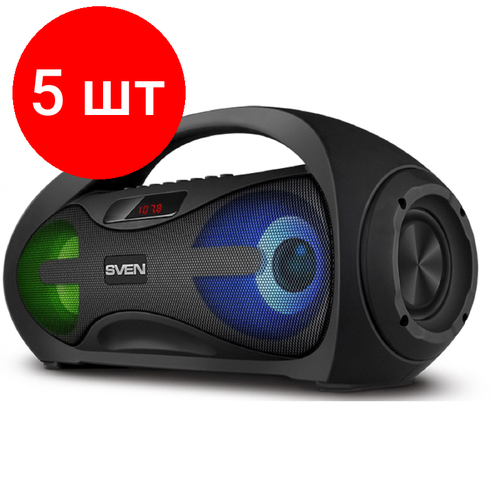 Комплект 5 штук, Акустическая система Sven PS-425, 2x6Вт, Bluetooth/FM/USB/microSD, дисплей