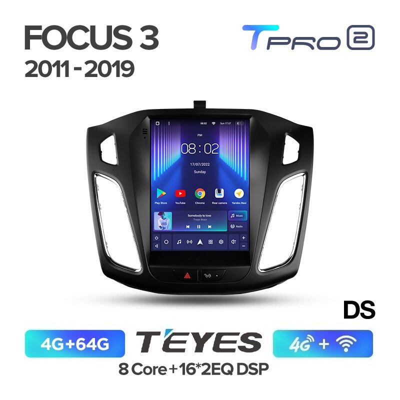 Магнитола Ford Focus 3 2011-2019 Teyes Tpro 2 Tesla 4/64Гб ANDROID 10 - 8ми ядерный процессор, IPS экран, DSP, 4G модем