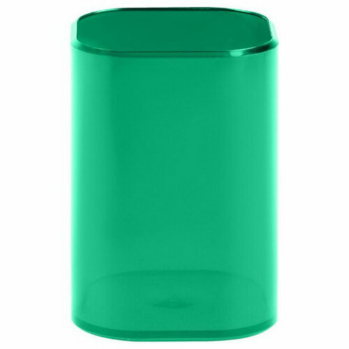 Подставка-стакан для пишущих принадлежностей "Фаворит", квадратная, тонированная зеленая
