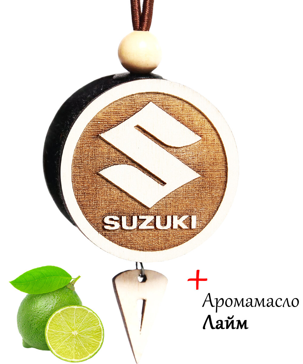 Ароматизатор для автомобиля / Ароматизатор в машину / Пахучка в машину диск 3D белое дерево Suzuki, аромат №24 Лайм"
