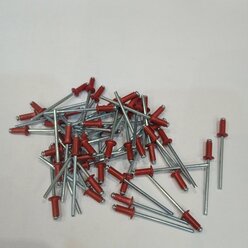 Заклепки вытяжные 3,2х8мм, алюминий-сталь, красные, 50 штук, 3011