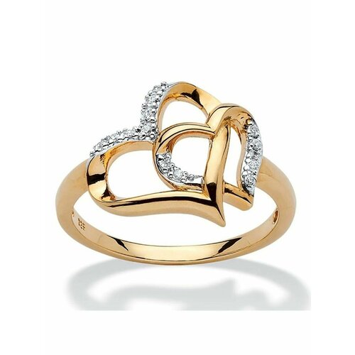 Кольцо, искусственный камень, циркон, размер 17, золотой кольцо помолвочное керамика циркон искусственный камень размер 17 розовый золотой