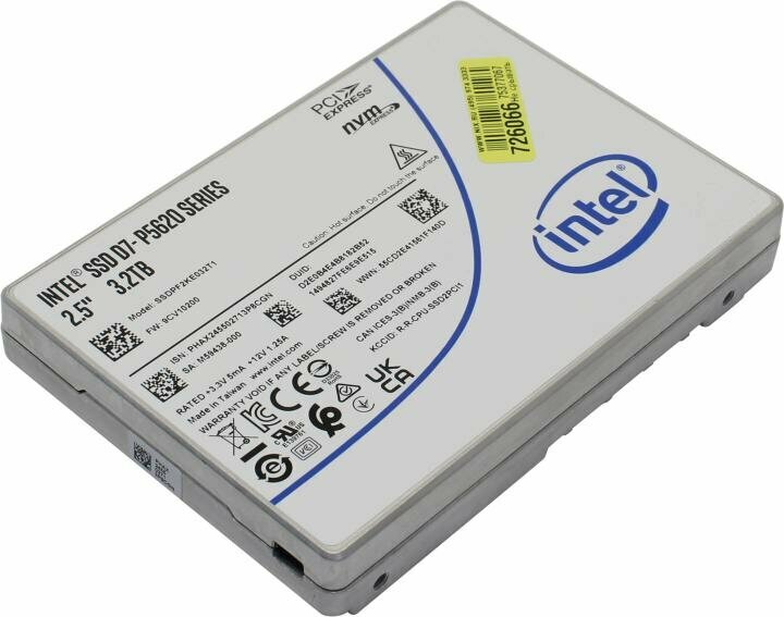 Накопитель SSD 2.5'' Intel D7-P5620 3.2TB PCIe NVMe 4.0 x4 TLC 6700/3600MB/s IOPS 1000/341K MTBF 2M - фото №20