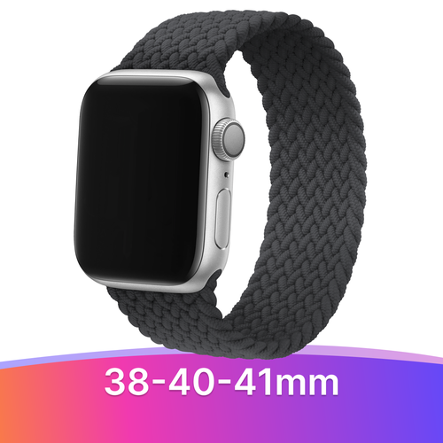 Нейлоновый плетеный ремешок для Apple Watch Series 1-9 и SE 38-41 mm / Тканевый монобраслет (15 см) для Эпл Вотч Серии 1-9 и СЕ 38-41 мм / Серый