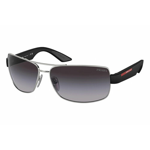 солнцезащитные очки prada linea rossa 03ys 1bo06f чёрный размер 64mm Солнцезащитные очки Prada, серый