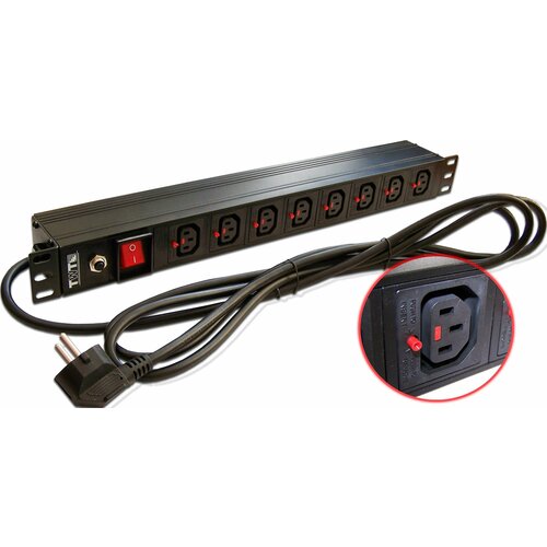 Блок распределения питания Lanmaster TWT-PDU-10A8C3L-30 гор размещ 8xC13 базовые 10A Schuko 3м 4343₽