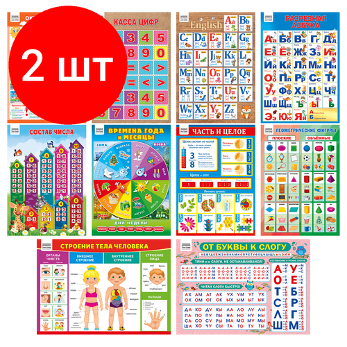 Комплект 2 шт, Набор обучающих плакатов ТРИ совы 