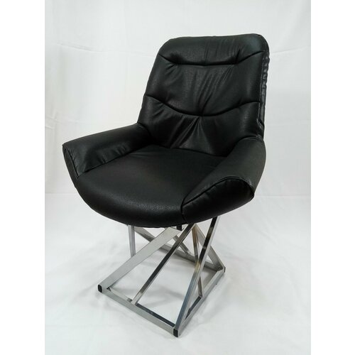 Кресло Лофт Crown Гранд кожа черная каркас серый металлик 6156₽