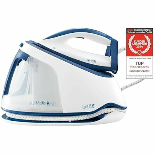 Паровой утюг TZS First Austria паровая станция с резервуаром для воды объемом 15 л функцией удаления накипи мощностью 2500 Вт автоматической самоочисткой благодаря функции вертикального отпаривания идеально подходит для рубашек 3452500₽