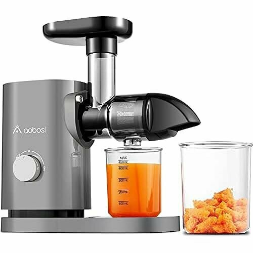 Aobosi Juicer медленная соковыжималка с функцией реверса электрическая соковыжималка с отверстием 50 мм высокой производительностью сока с емкостью для сока и щеткой для чистки серая 45 мм 2332400₽