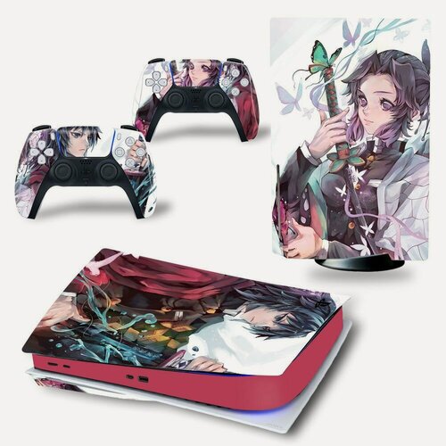Изображение товара Наклейка виниловая защитная на игровую консоль Sony PlayStation 5 Fat Disc Edition, 94 Котё и Томиока, полный комплект с геймпадами