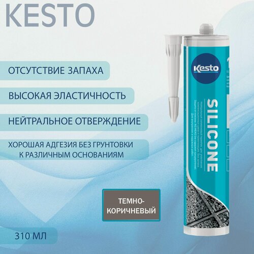 Изображение товара Герметик силиконовый санитарный нейтральный Kesto Silicone 32 темно-коричневый 310 мл