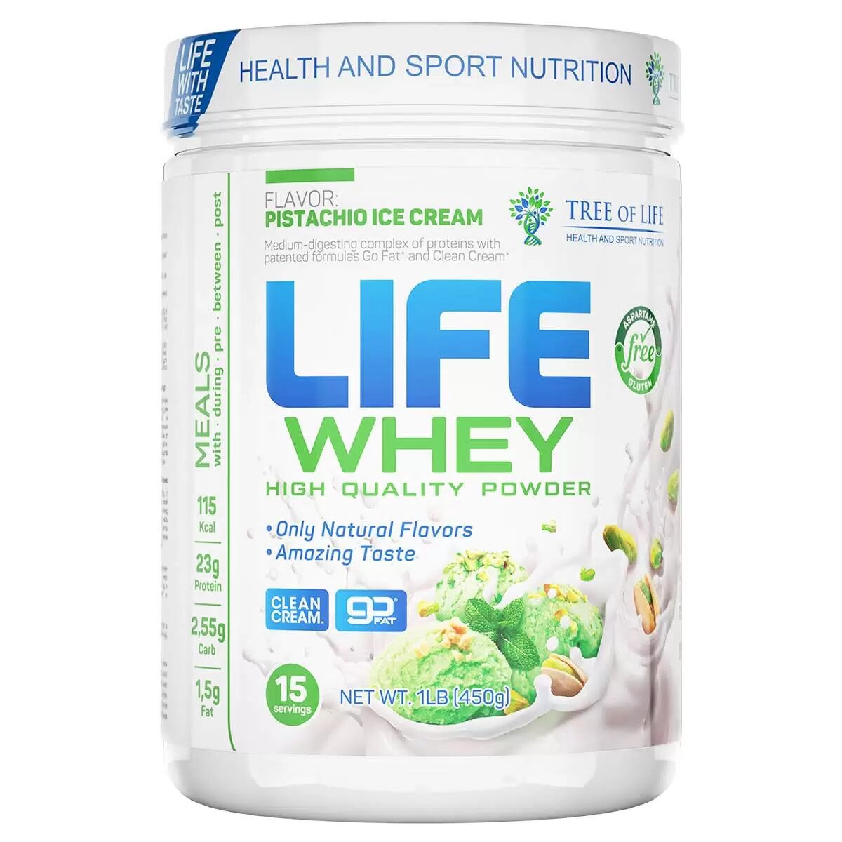 Протеин Life Whey 450г, 15 порций, Фисташковое мороженое
