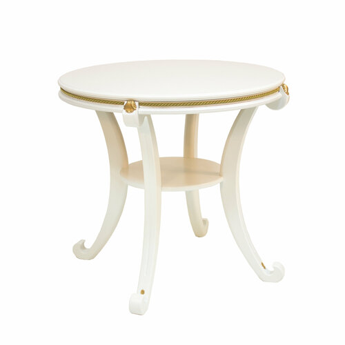 Столик журнальный K-Home Глория М МДФ классический стиль с полкой цвет белый 70х70х66 см 13710₽