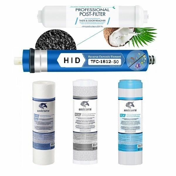 фото Набор картриджей совместимый с фильтром для воды обратного осмоса Гейзер Аллегро и Гейзер Престиж (сборный)