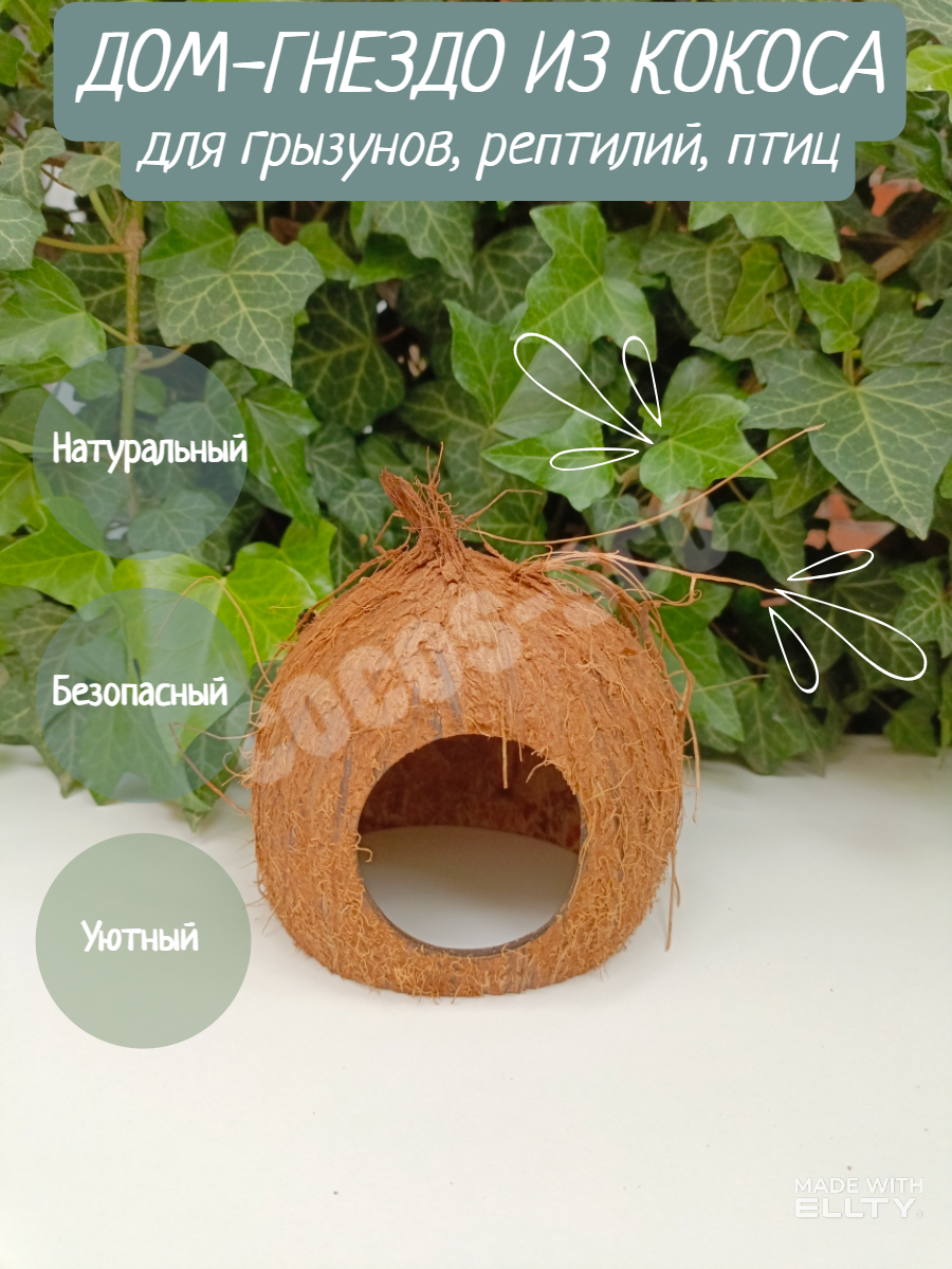 Дом-гнездо из кокосовой скорлупы для животных