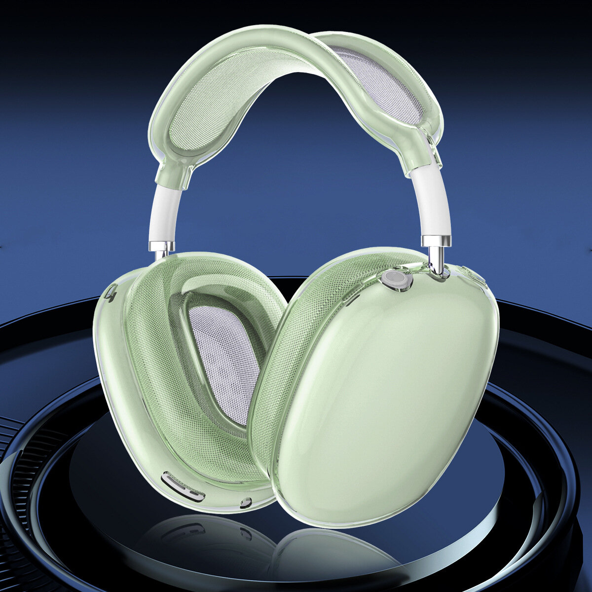 Чехол для наушников Apple AirPods Max 3в1 cиликоновые прозрачные накладки зеленый