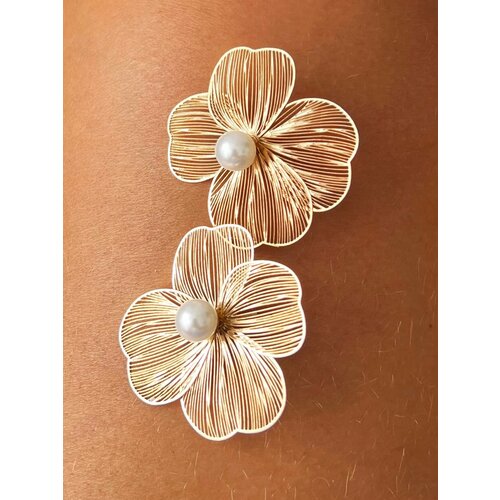 Серьги с подвесками YuliyaMoon, пластик, размер 50 мм, золотистый