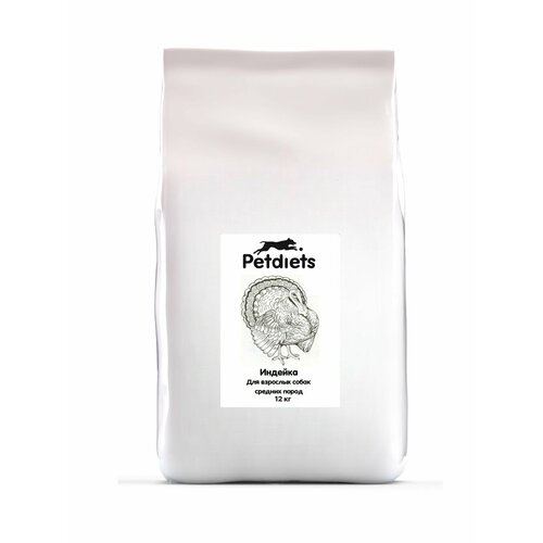 Корм сухой Petdiets Петдаетс для собак средних пород индейка 12кг 5870₽