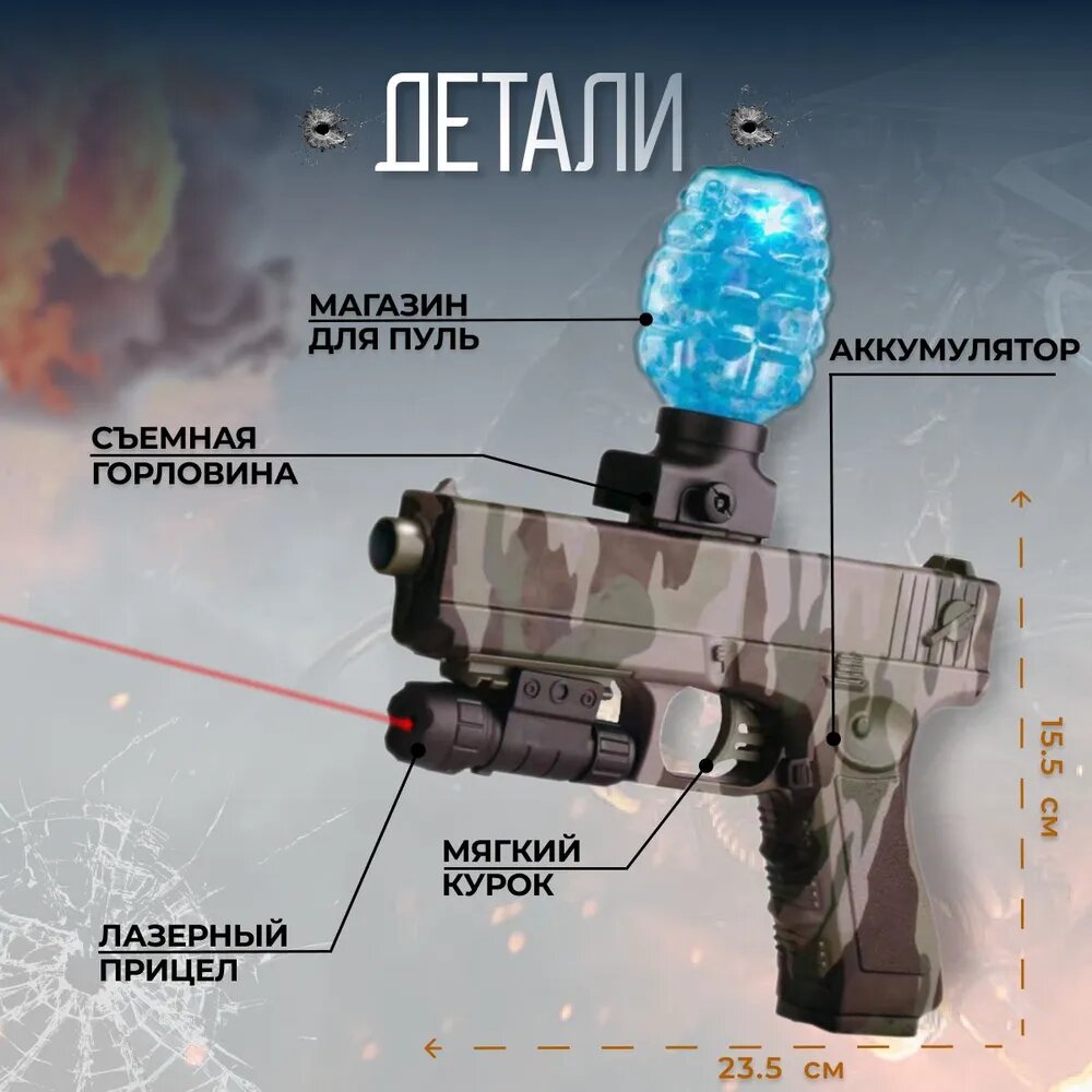 Орбизный пистолет / Гидрогелевый автоматический бластер стреляющий гелевыми шариками орбизами — фото 1