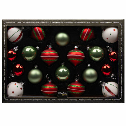 Winter Deco Набор стеклянных шаров Christmas Candy: Wonderful Time, 4-6 см, 20 шт 2000280 красный, зеленый