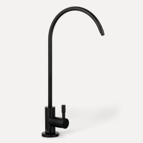 Изображение товара Кран для фильтра питьевой воды С-образный корпус, из нержавеющей стали, цвет черный матовый