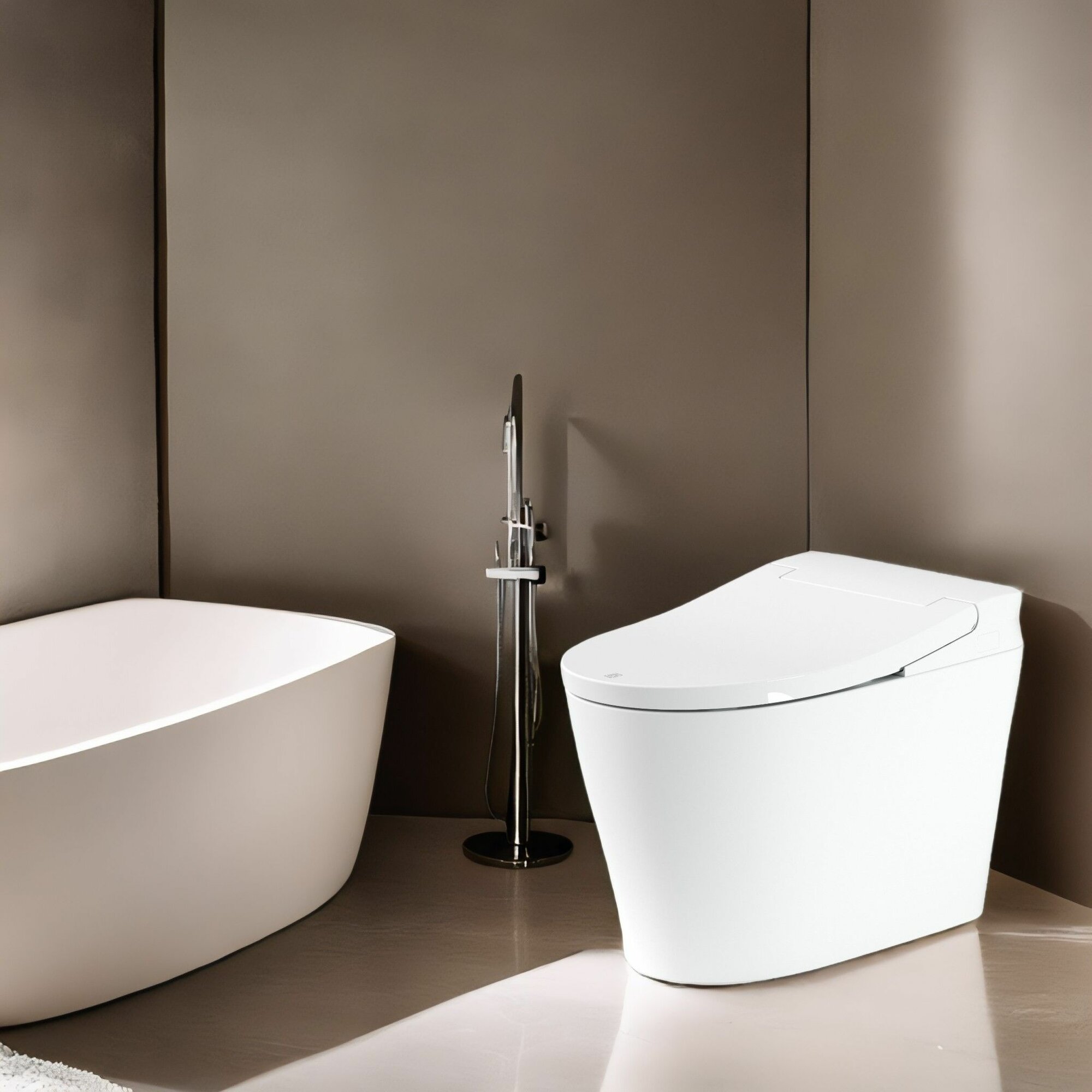 Унитаз биде электронный напольный N20-Pro белый режим энергосбережения и давления воды микролифт крышки с подогревом автоматический слив после закрытии крышки сушка-обдув подцветкой