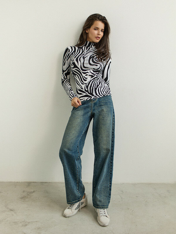 Водолазка moremio, размер 34, белый, черный — фото 1