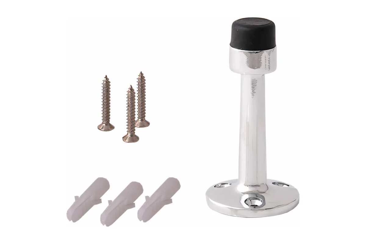 Упор дверной Code Deco DS-0018-CR 7.5см, ЦАМ, настеный, хром — фото 1