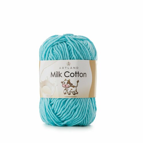 фото Пряжа для вязания milk cotton artland 4 мотка (100 м, 50 гр), цвет 24 светлая бирюза