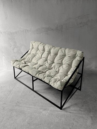 Изображение товара Диван лофт прямой, уличный, в офис, на балкон, на веранду, в гостинную, кухонный, минимализм, Слэш + велюр молочный