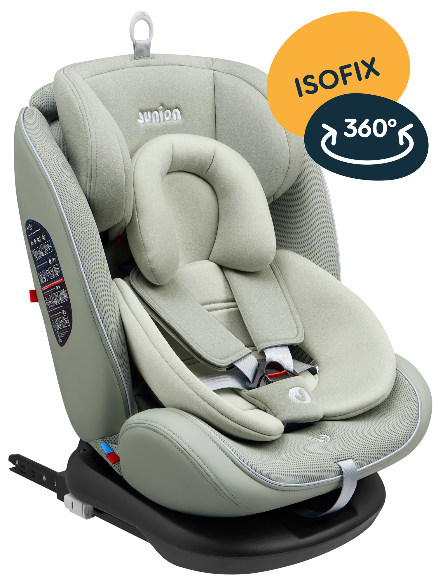 Автокресло JUNION Odri группа 0+/1/2/3 (0-36 кг), Isofix, оливка