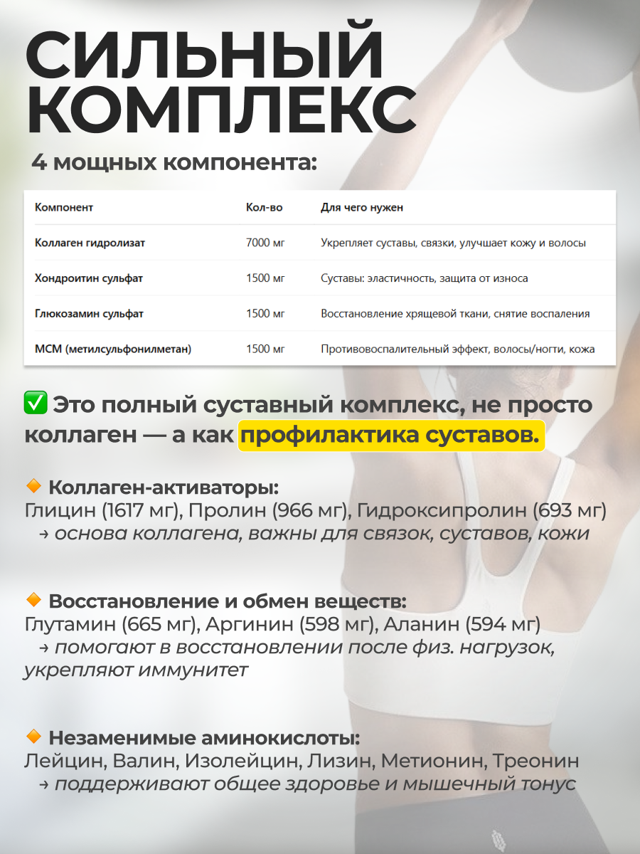 Картинки Коллаген 7000мг с хондроитином JOINTS SUPPORT SPORTTECH, апельсин-виногдар, 20шт*25мл, Суставы, связки, кожа, волосы