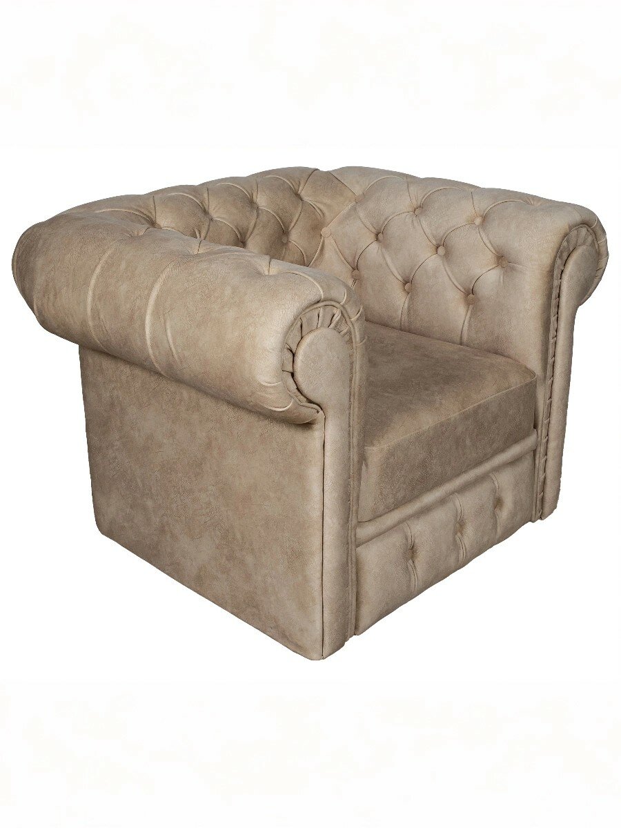 Кресло КР Честер велюр массив дерева бежевое 1 место 100х85х75 см