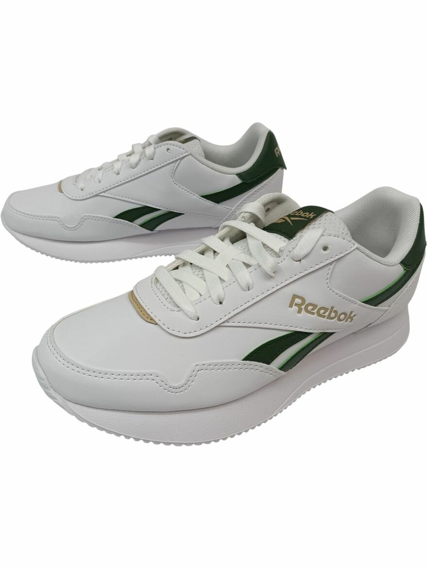 Кроссовки Reebok Jogger Lite, полнота F, размер 10 US, белый/зеленый/бежевый — фото 1