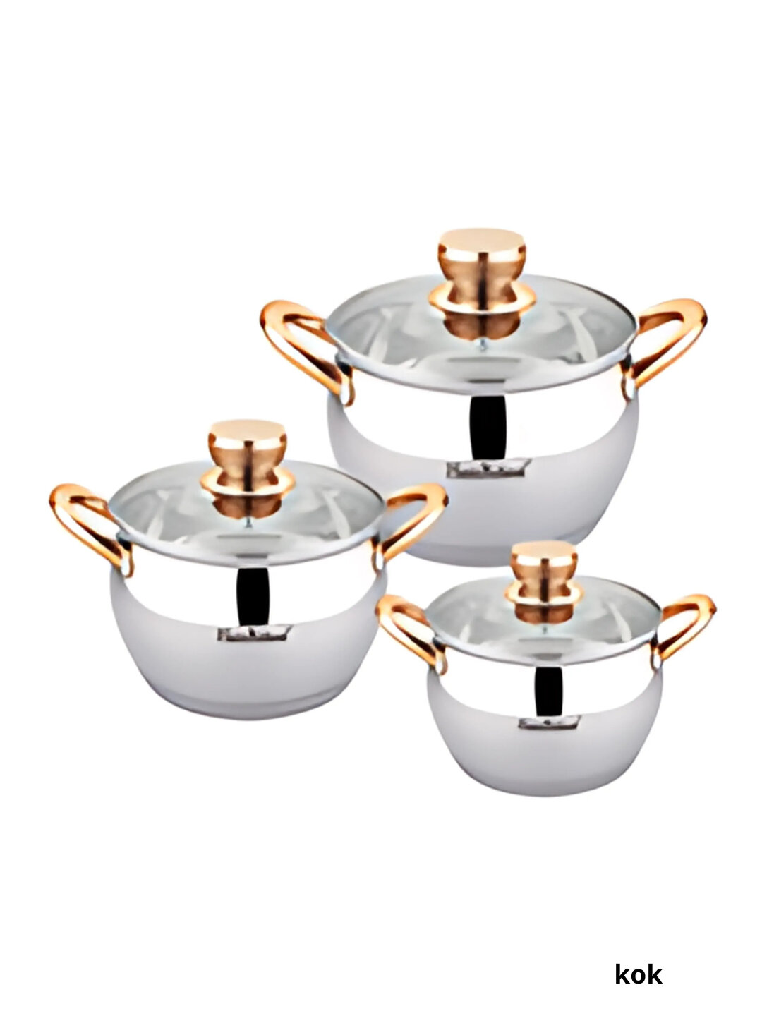 HausRoland набор кастрюль из нержавеющей стали, 3 предмета, с прочными стеклянными крышками - Синий