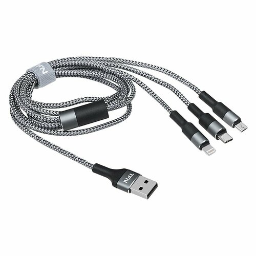 кабель gcr 1 3m 3 в 1 для зарядки microusb typec lightning зеленый no data 55382 Кабель TFN 3в1 Micro USB/8pin/Type-C 1м