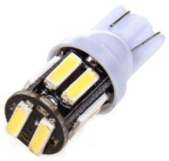 Автолампа Диод T10 (W5w) 12v 10smd Диодов Без Цоколя 1-Конт Белая Skyway Салон Габариты Номер. Skyway арт. S08201076