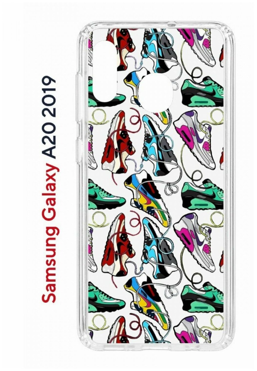 Чехол для Samsung Galaxy A20 2019 Kruche Print Кроссы Nike Air Max, противоударный силиконовый бампер с рисунком, пластиковая накладка с защитой камеры