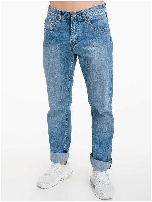Джинсы Vedas Jeans, свободный силуэт, средняя посадка, размер 33, синий