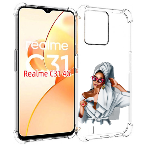 Чехол MyPads Девушка в белом халате женский для OPPO Realme C31 задняя-панель-накладка-бампер