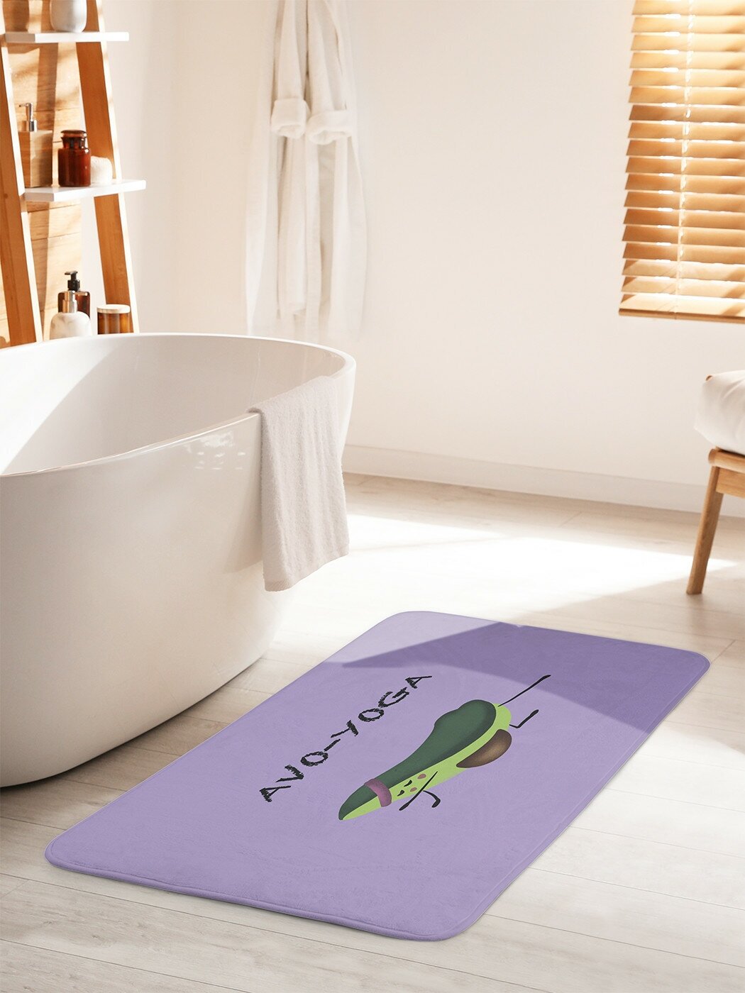 Коврик для ванной комнаты и туалета противоскользящий JoyArty "Авокадо на йоге" 60х100 см