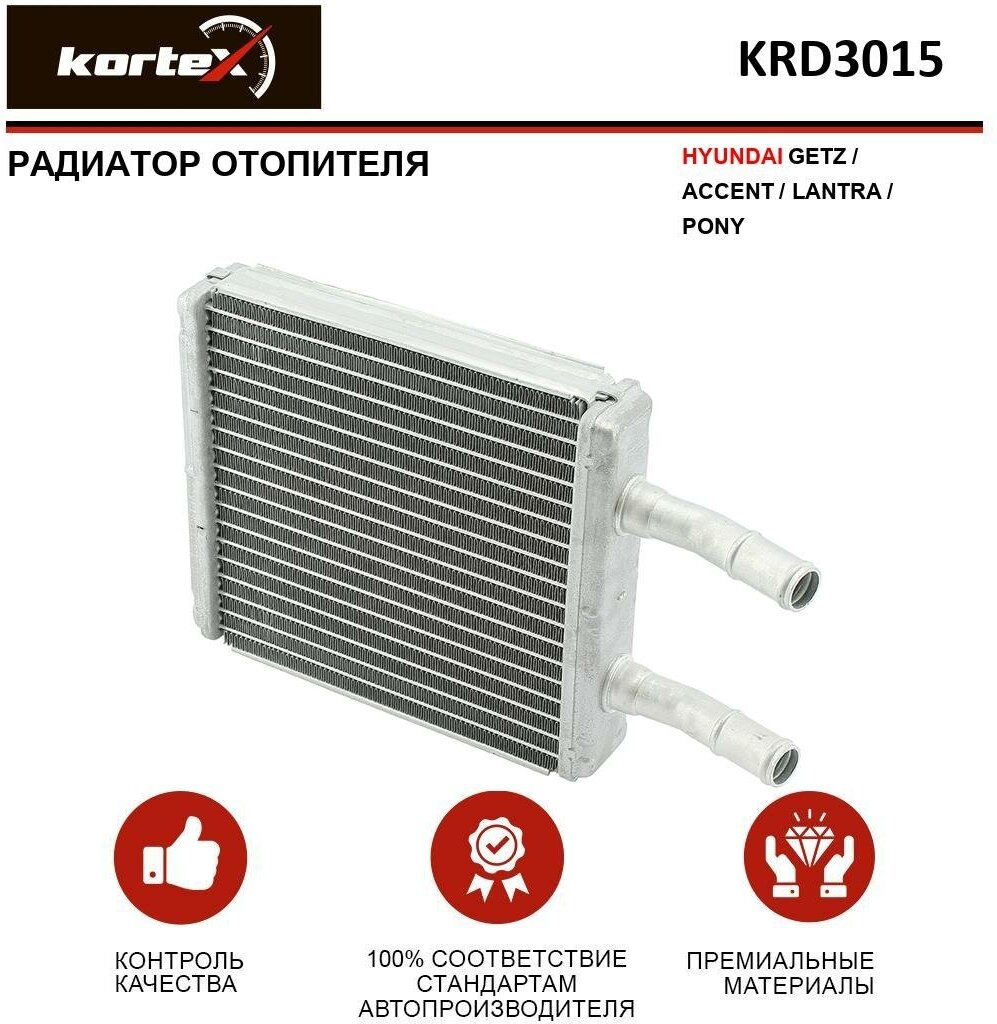 Радиатор Kortex для отопителя Hyundai Getz / Accent / LANTRA / PONY OEM 9722122000, 9722122001, KRD3015, LRHHUAC94320